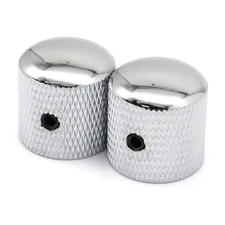 2 Pcs Metal Guitar/Bass Control Volume Tone Dome Knobs with Inner Hexagon Silver