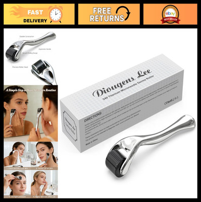 Microneedling Derma Roller for Beard & Face - 540 Titanium Needles, Ergonomic Ha