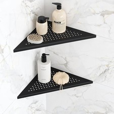 Corner Shower Shelves, 10  Recessed Tile Shower Shelf Black, 2 Pack
