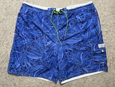 Tommy Hilfiger Swim Trunks Mens XL Blue Tropical Print Mesh Lined Drawstring