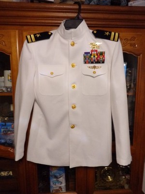 US Navy Seal Special Warfare Lieutenant DRESS WHITE JACKET W/pin size 41 REGULAR