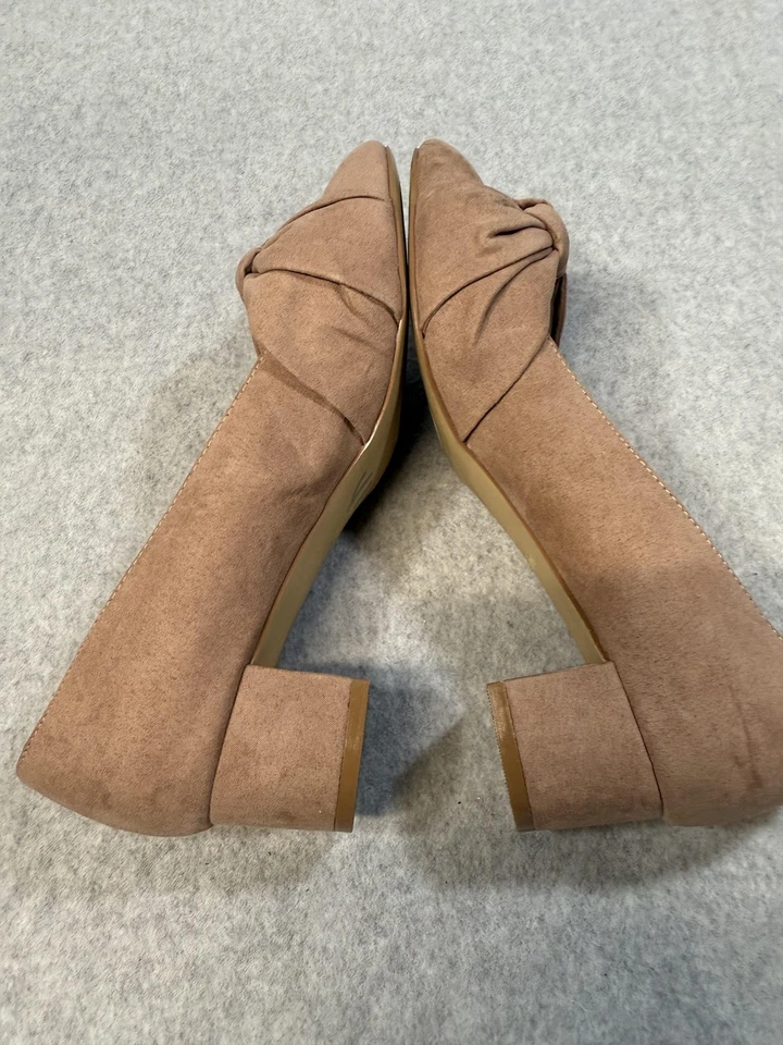 Metaphor туфли женщин размер 7,5 серо-коричневый замши низкий блок каблук узел бант платье насосы - Изображение 4 из 4