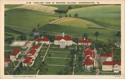 #ad #ad Harrisonburg Virginia VA Airplane View of Madison College Linen Postcard $11.19
