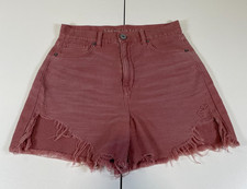 American Eagle Womens Highest Rise Mom Distressed Denim Shorts Mauve Sz 2