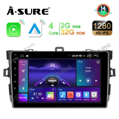 2+32G Android 14 Autoradio For TOYOTA COROLLA 2009-2013 Carplay GPS NAV WIFI RDS