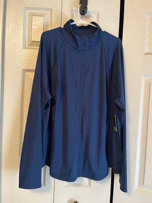 Tek Gear   Activewear Jacket Women's Plus 2X darl blue Full Zip Long Sleeve