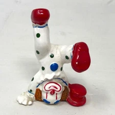 Vintage Clown Playful Summersault Handstand Red & White Porcelain Fun Figurine
