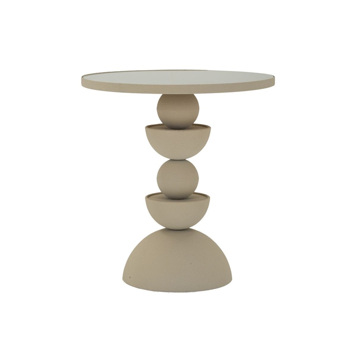 Table d'Appoint Miroir Dune 42cm Crème - Bout de Canapé Design en Verre et Métal