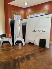 Sony PlayStation 5 Console with 2 White controllers and 2TB Game Drive Bundle