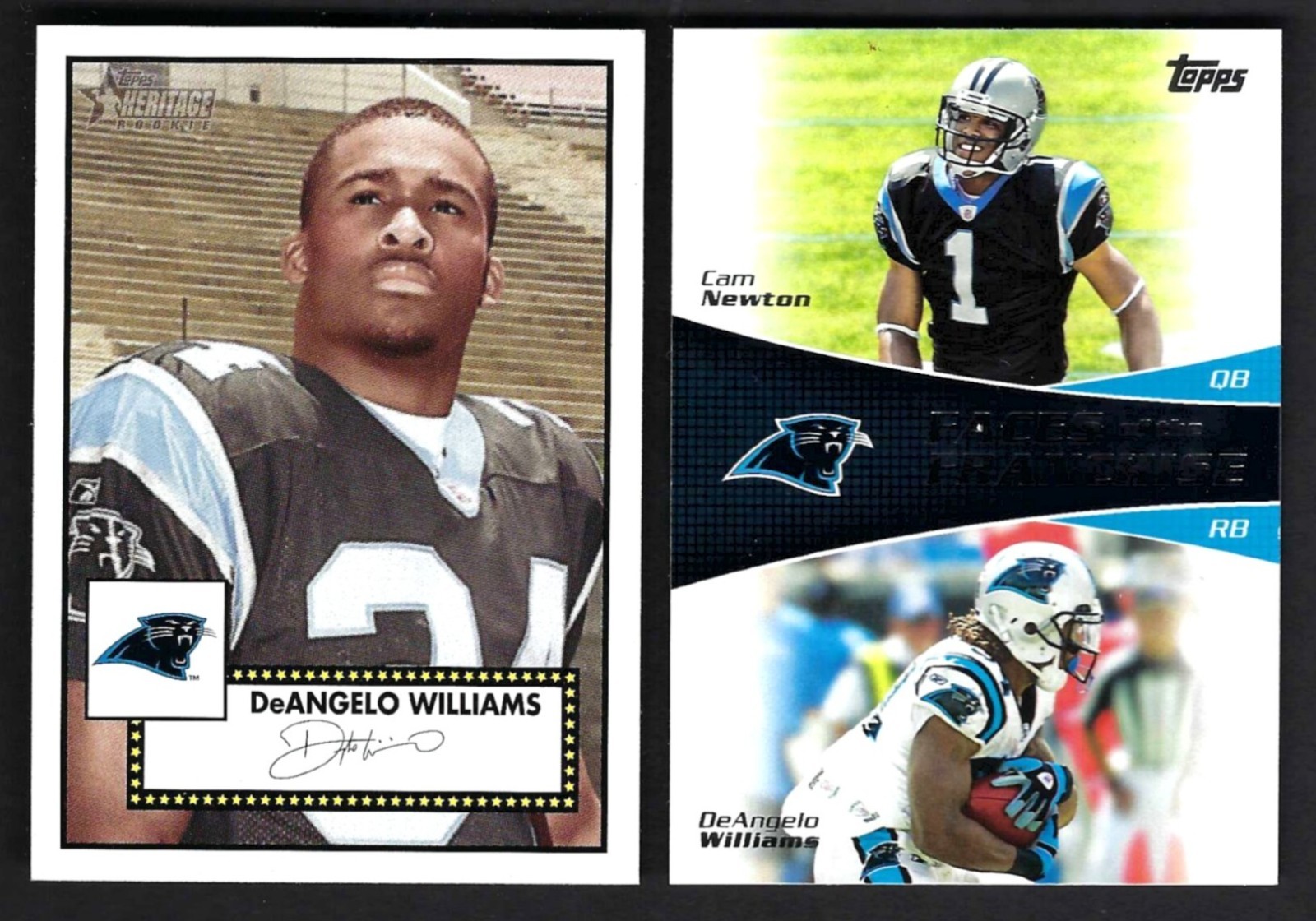 DeAngelo Williams Lot 2006 Topps Heritage #300 RC & 2011 Faces of the Franchise