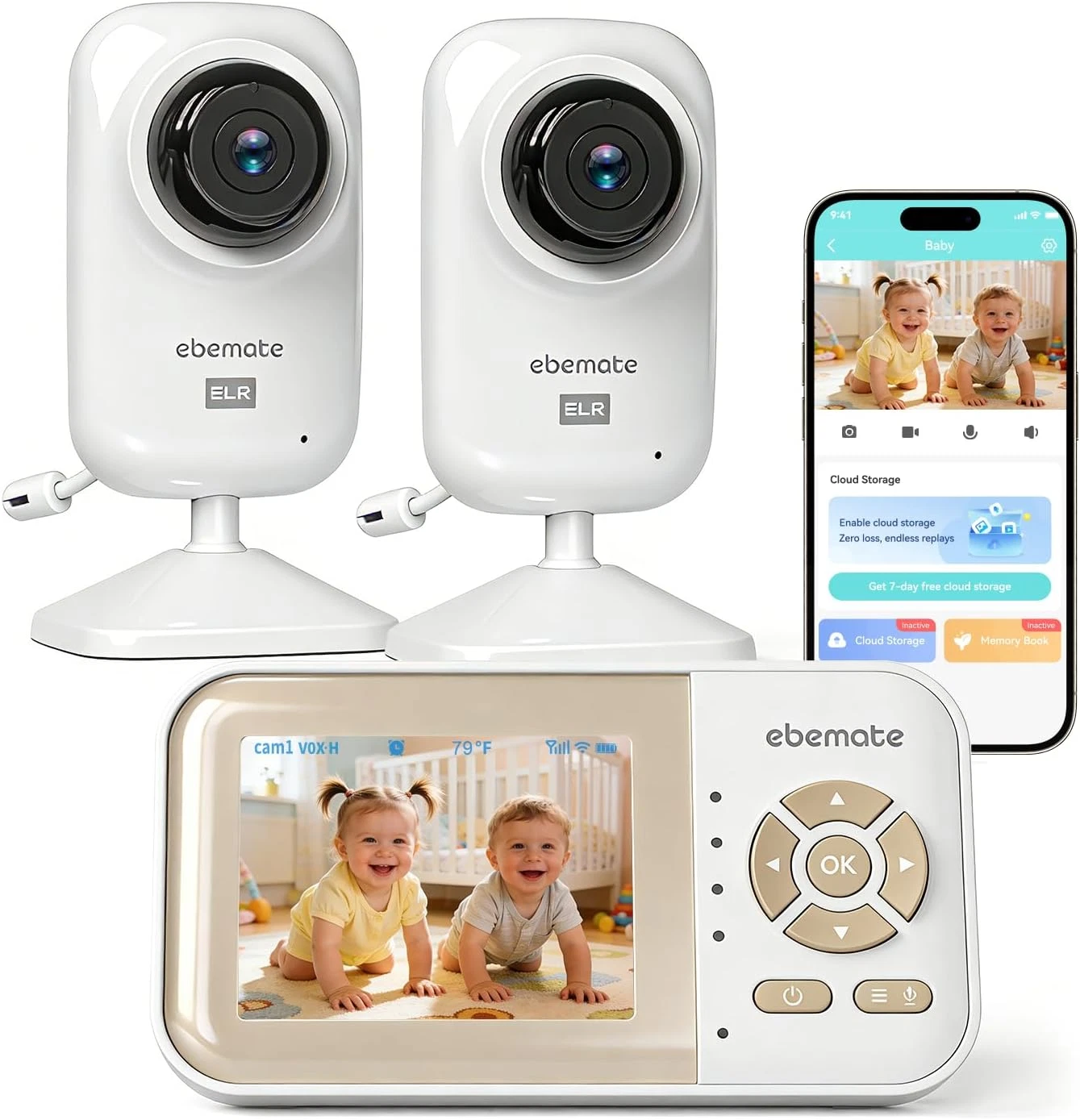 Update Freedom Wi-Fi Baby Monitor with 2 Camera, 2.8" LCD Screen Video & Audio w