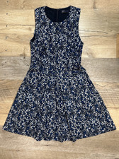 GAP Navy Blue Ditsy Floral Print Fit & Flare Women 2 Sleeveless Midi Dress