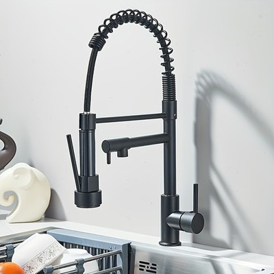 Contemporary Kitchen Faucet with Pull Down Sprayer, Single Handle Single Hole Hi