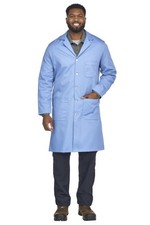 Bulwark Flame Resistant 7oz Cotton Lapel Collar Lab Coat Large Light Blue