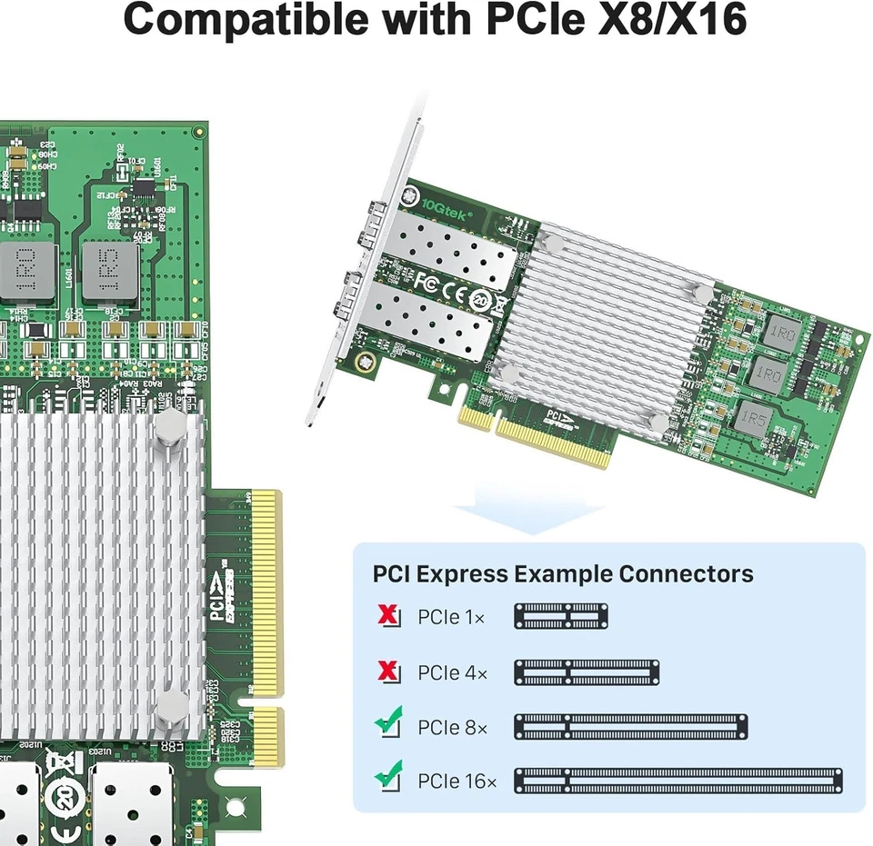 10Gb Ethernet Network Card with Broadcom Chipset - 2 SFP+ Ports, Compact Design - Image 4 of 4