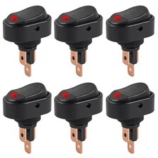 6PCS 12V Red LED Lighted Rocker Switch, LED Illuminated ON Off Toggle Switch ...