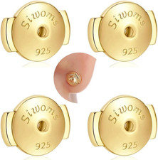 2-Pairs 18K Gold Plated Locking Earring-Back Replacements Secure for Diamond Stu