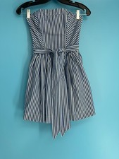 Abercrombie & Fitch Elbise Blue White Strapless Mini Dress Sz: S Smocked Bodice