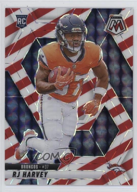 2025 Panini Mosaic Rookies Red & White Stripe Prizm RJ Harvey #375 1eo9