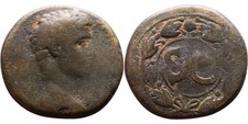 💵AUGUSTUS-5/4 BC-28mm/17.47g-VG-SC-WREATH-BIBLICAL-RPC I 4247a-JESUS' BIRTH YR
