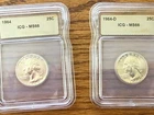 1964 and 1964 D 25C Washington Quarter Lot of 2 Graded ICG