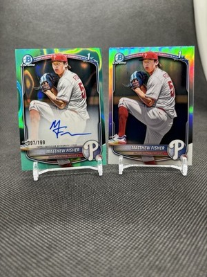 2025 Bowman Draft 1st Bowman Chrome Matthew Fisher Aqua Lava Refractor Auto /199