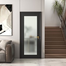 28x80 Black Frosted Glass Slab Door 1-Lite In...