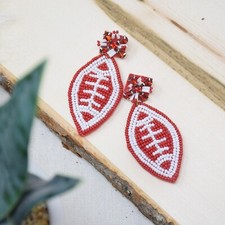 Football Earring Sports Earrings , Beaded Earrings, Gift ideas  5342Bwt