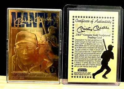 Mickey Mantle 1996 Bleachers 23Kt Gold Facsimile Auto Card#20669
