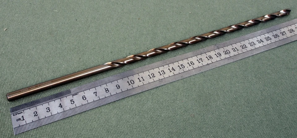 7.5mm diameter x 300mm long twist drill, cobalt HSS.