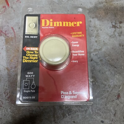 Pass & Seymour 90611-IV Ivory Rotating Dimmer Incandescent Single Pole 600W