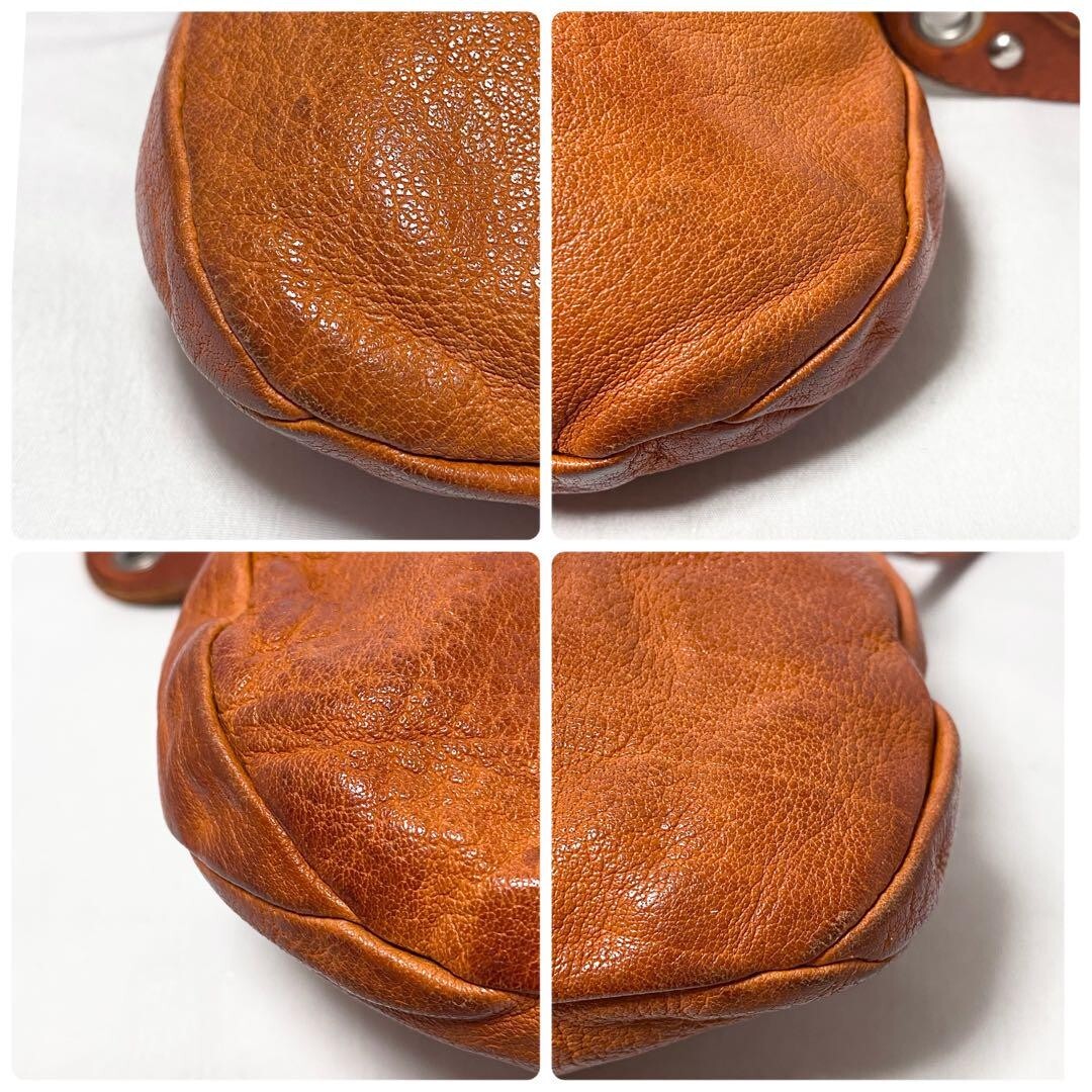 Rare 00s Miu Miu Archive Studded Leather Shoulder Bag Orange