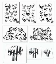 Skull Airbrush Painting Stencil Kit Set of 8 stencils Skeleton Bones  Skulls