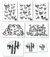 Skull Airbrush Painting Stencil Kit Set of 8 stencils Skeleton Bones & Skulls