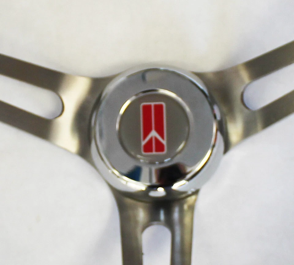 64-66 Oldsmobile F85 442 Cutlass 98 15" mango de madera real volante de acero inoxidable Foto 2 de 4