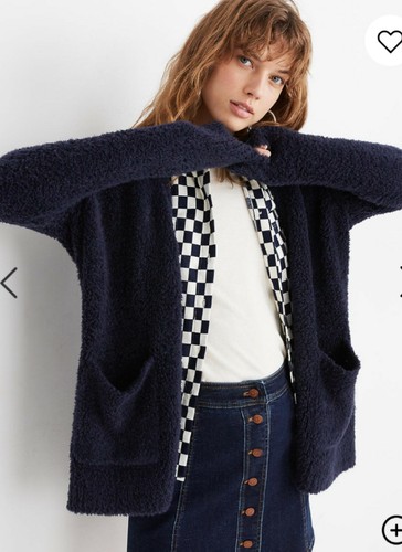 NEW Madewell Fuzzy Teddy Cardigan Blue 