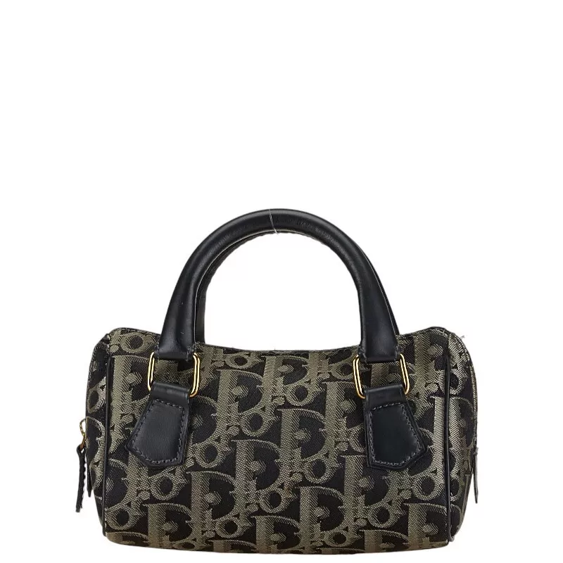 Dior Mini Sac à Main Trotteur Bleu Marine Toile Cuir Femme 