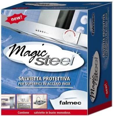 SALVIETTE 5 Pz MAGIC STEEL FALMEC PROTEZIONE PULIZIA ACCIAIO - come clin clin