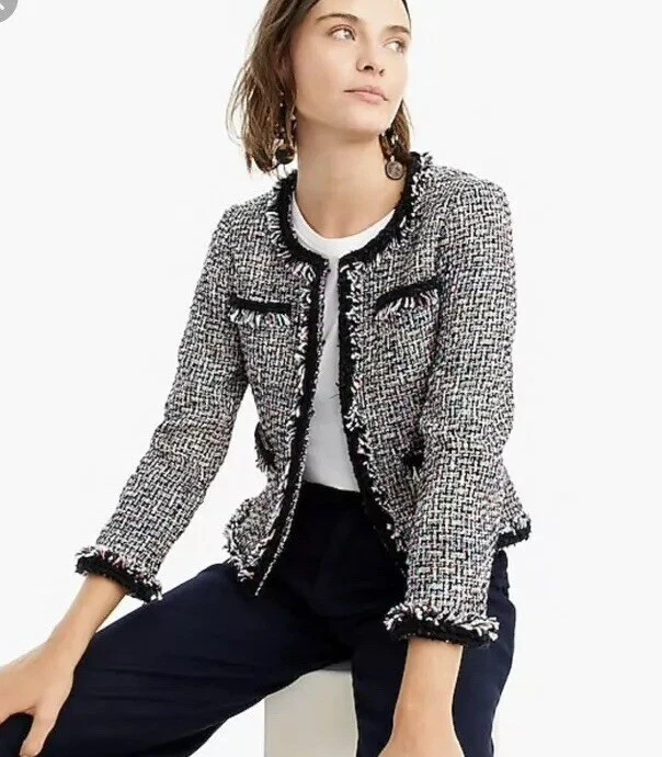 Lady jacket in multicolor deals metallic tweed with braided trim