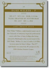2007 Duke Welker TriStar Rookie Press Plate BACK RC Mint 1/1