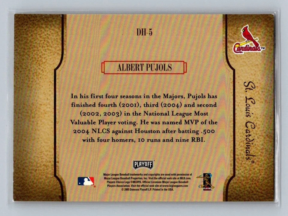 2005 Playoff Prestige Diamond Heritage Insert Card #DH-5 Albert Pujols Cardinals - Image 2 of 2