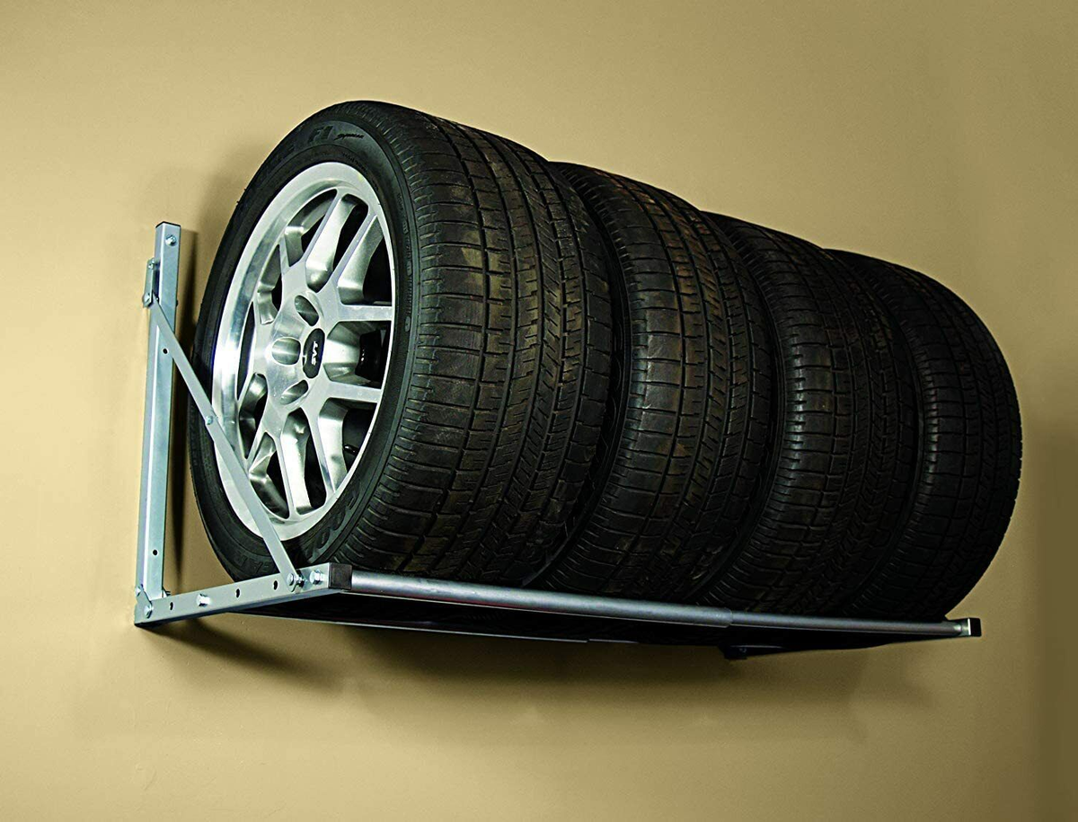 Wall Mount Tire Rack MotoMaster Foldable Tire Rack 300-lb