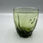 Vintage Anchor Hocking Avocado Green Central Park Swirl Rocks/Juice Glass 4" MCM