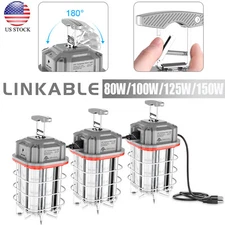 80W 100W 150W LED Temporary Work Light Linkable Construction Jobsite Light Gray