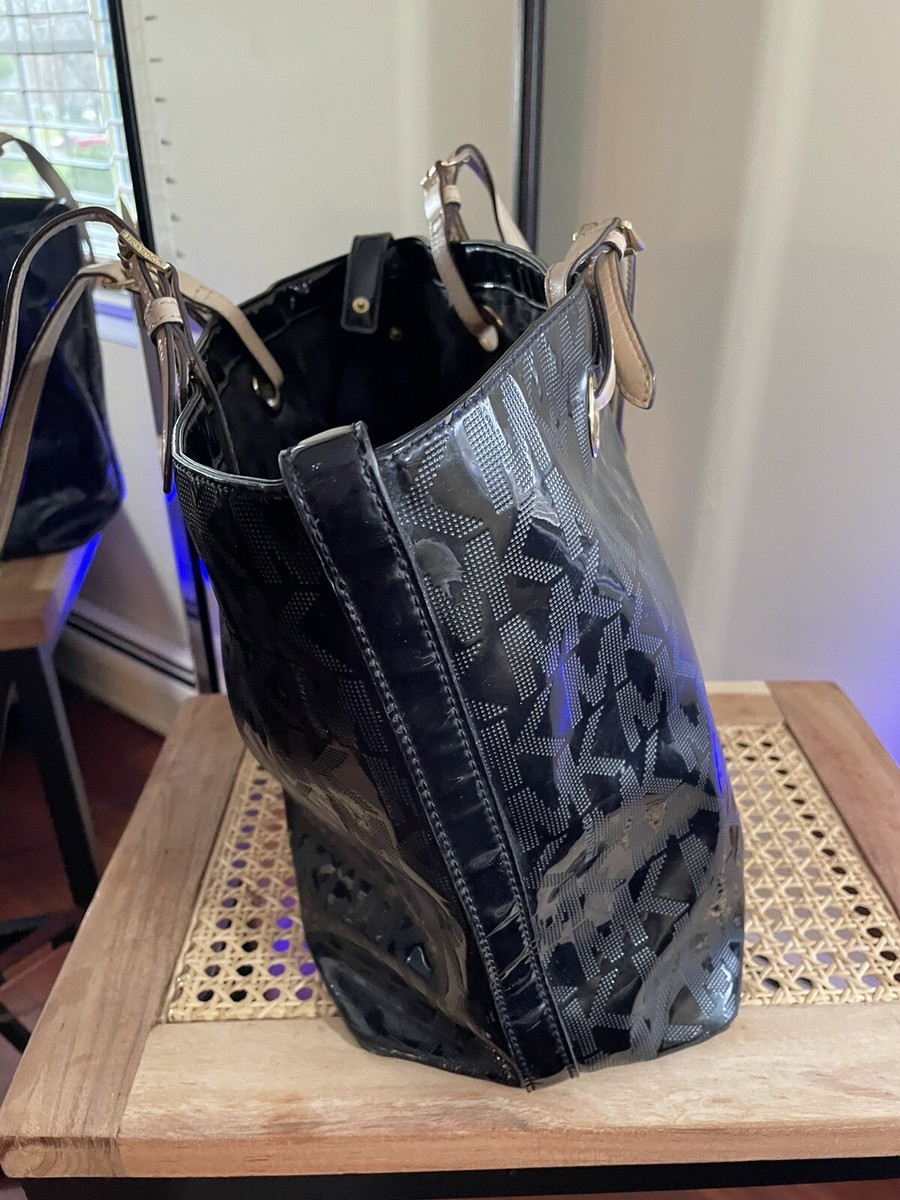 Michael Kors Jet Set Mirror Metallic Black Tote Bag in
