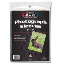 (100) BCW 6x8 Photograph Sleeves 6"x8" 2 Mil Poly For Photos, Cards, Postcards