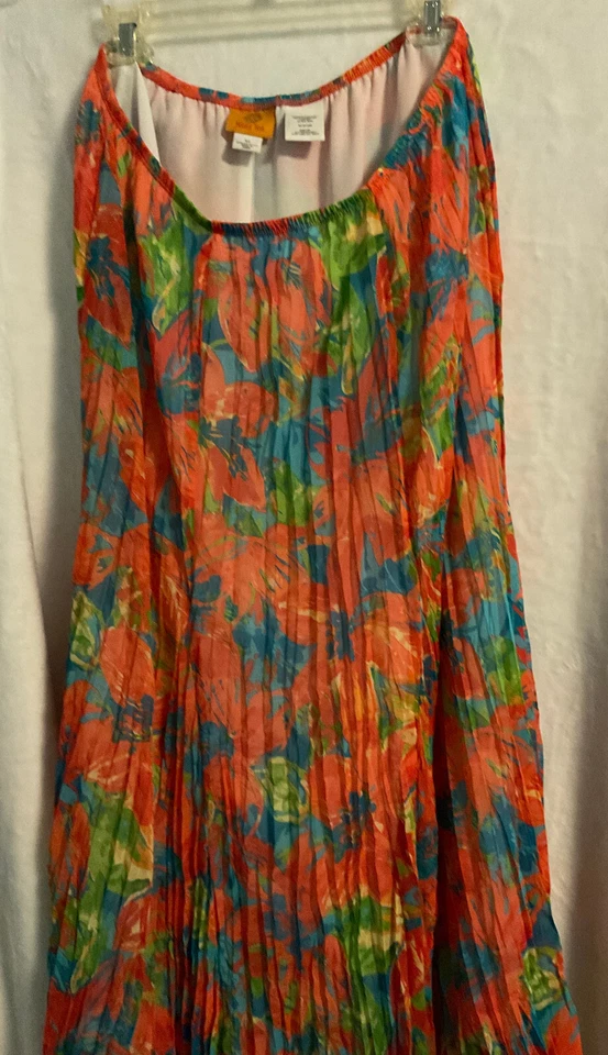 Maxi Falda Larga Ruby Road Peach Multicolor Floral Plisada Poliéster Foto 3 de 4