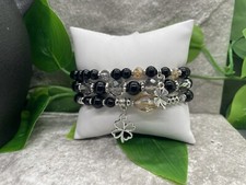 3 PC Handmade Boho Beaded Stackable 7  Plus Stretch Bracelet Set Clover B2504