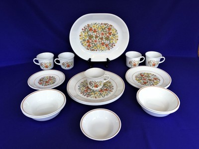 20 piece Lot Corelle Indian Summer Dinnerware Plates Bowls Platter Cups 