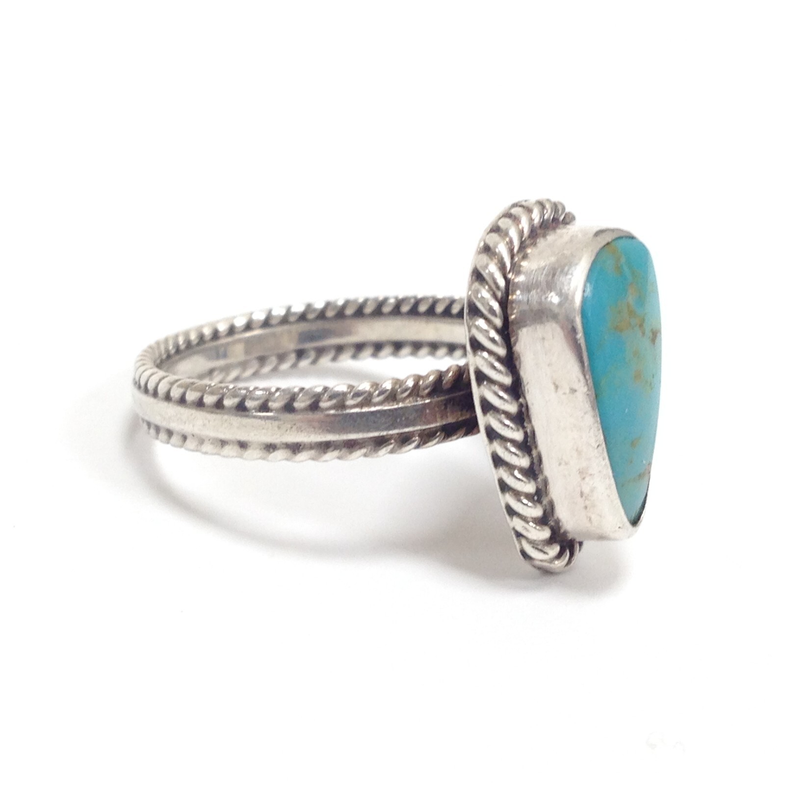 Unsigned 925 Sterling Silver Triangular Turquoise… - image 3